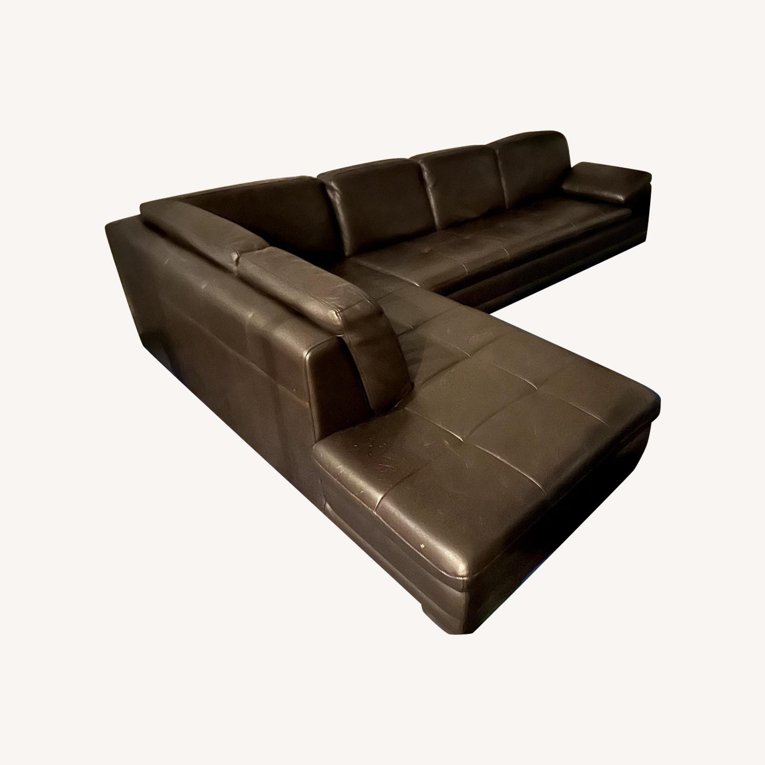 Dark Brown Leather 3+ Piece Sectional - image-0
