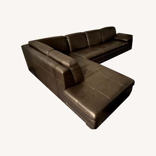 Used Dark Brown Leather 3+ Piece Sectional for sale on AptDeco
