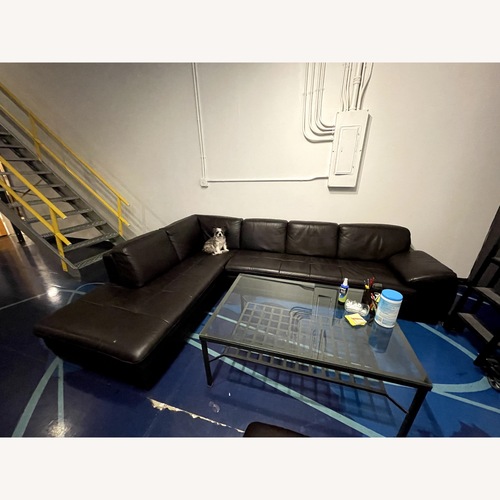 Used Dark Brown Leather 3+ Piece Sectional for sale on AptDeco