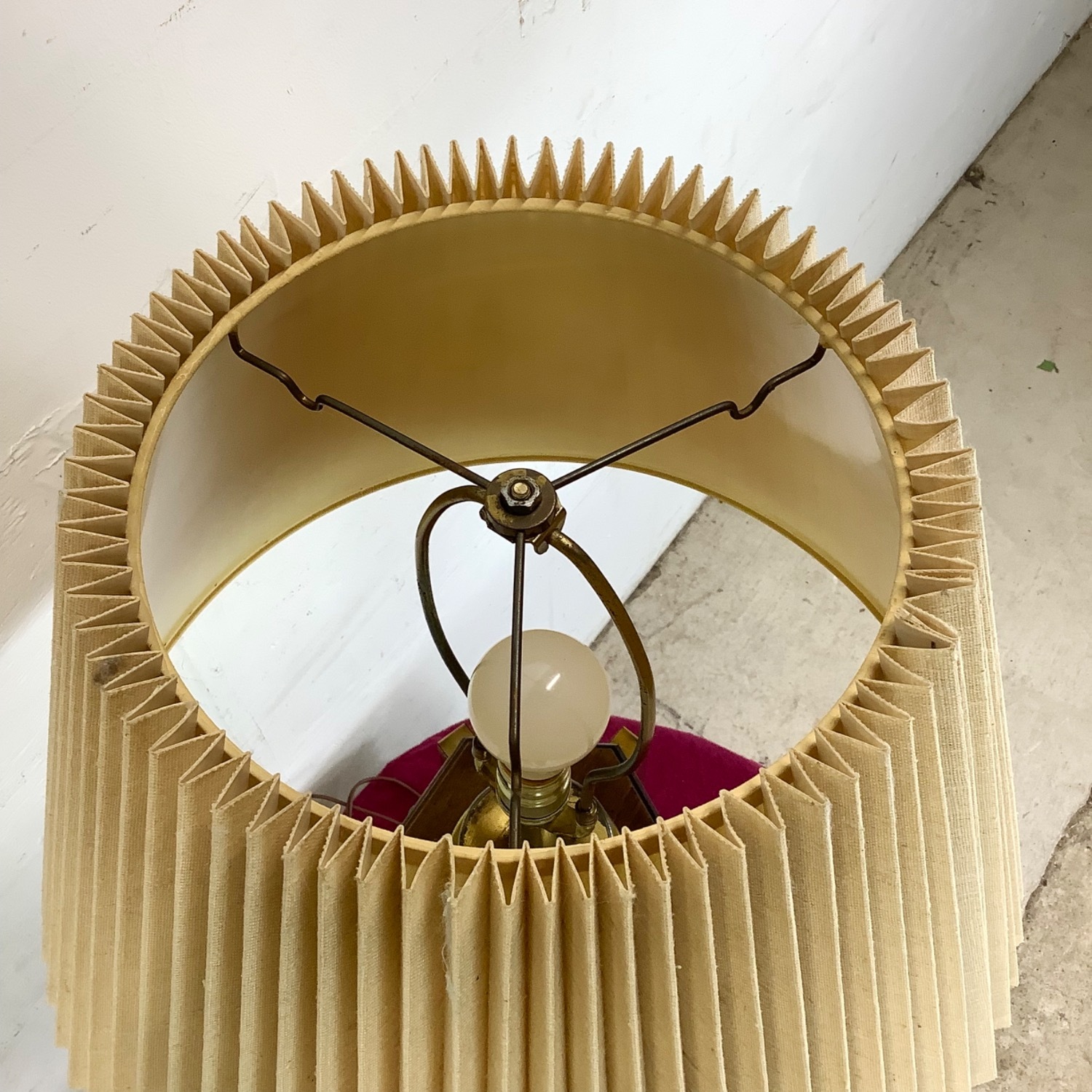 Vintage Cork and Brass Table Lamp With Shade - image-13