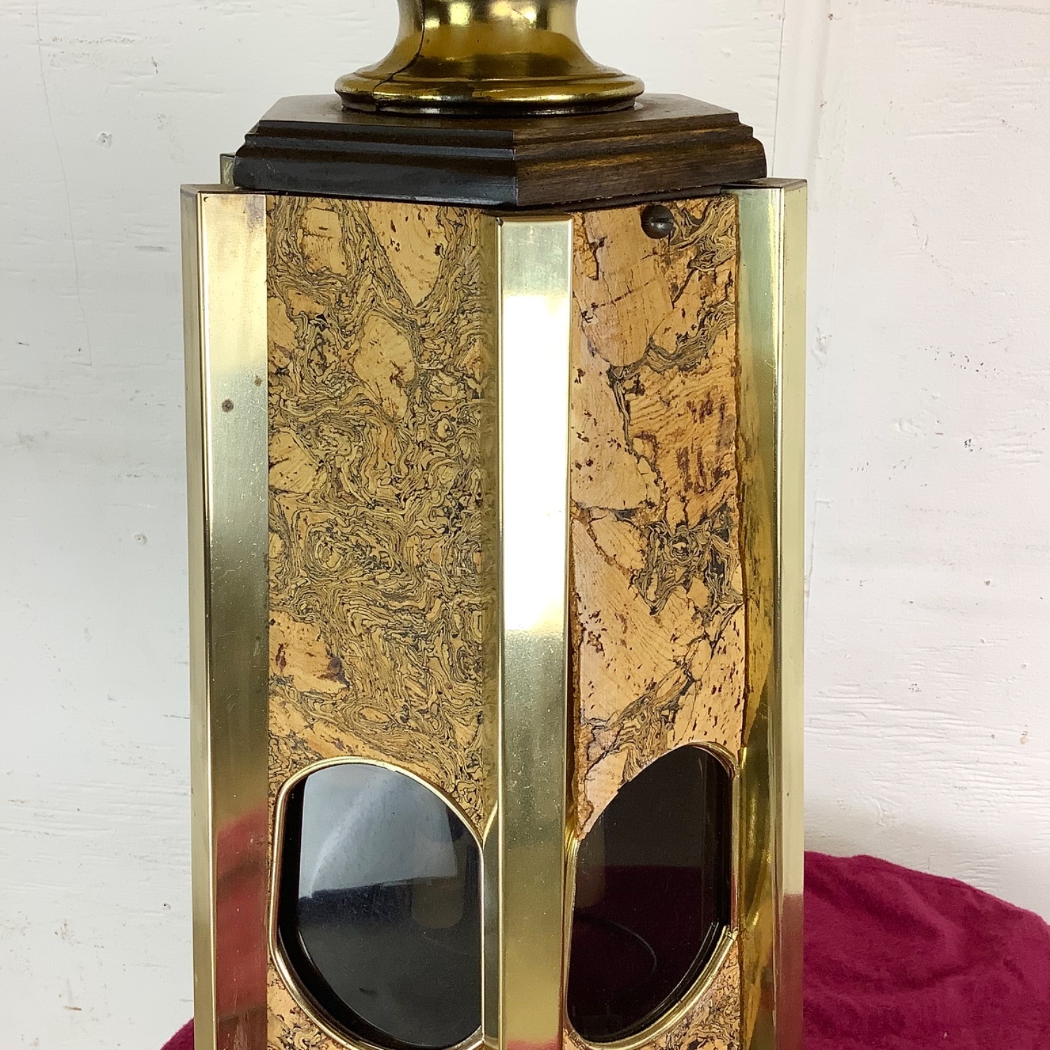 Vintage Cork and Brass Table Lamp With Shade - image-18