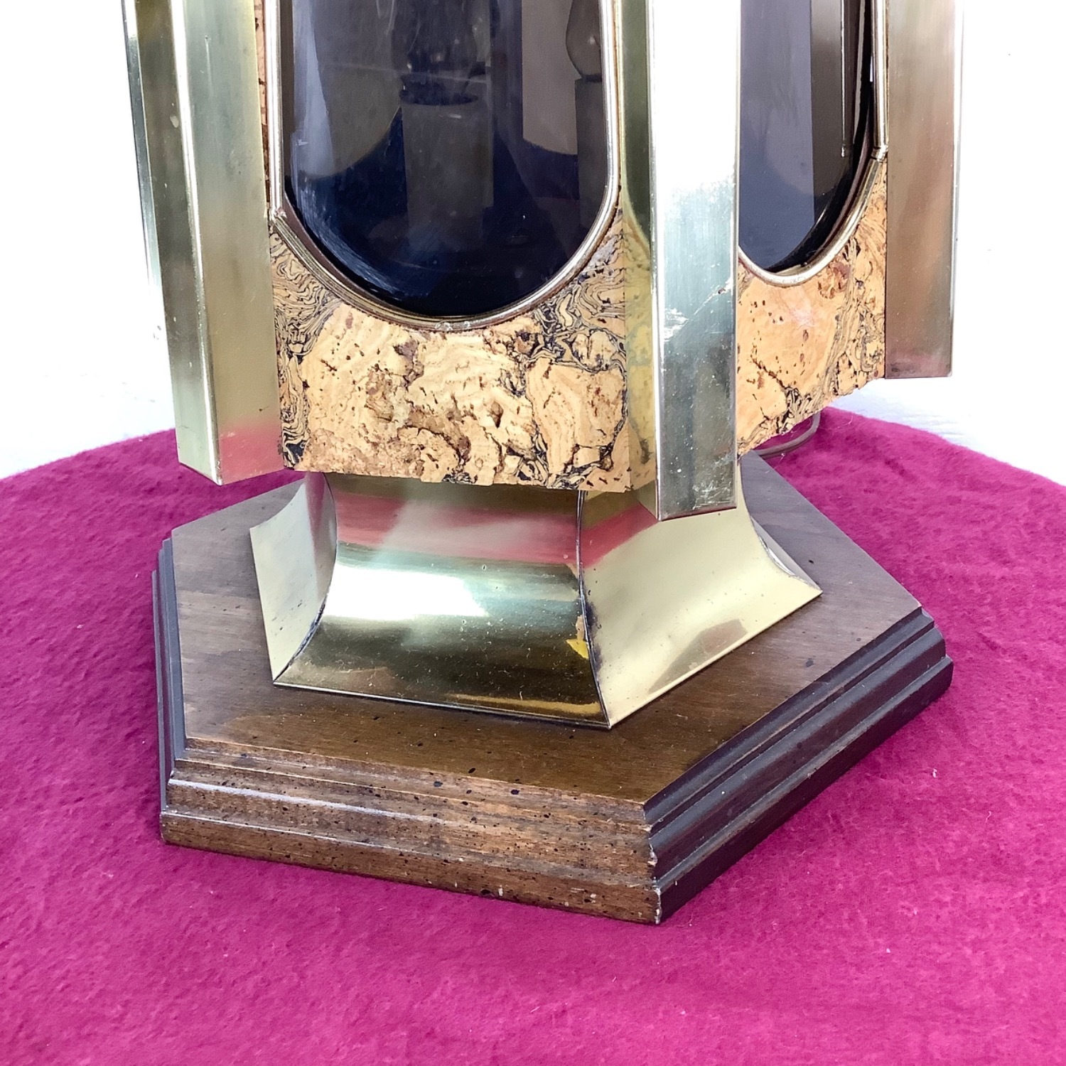 Vintage Cork and Brass Table Lamp With Shade - image-19