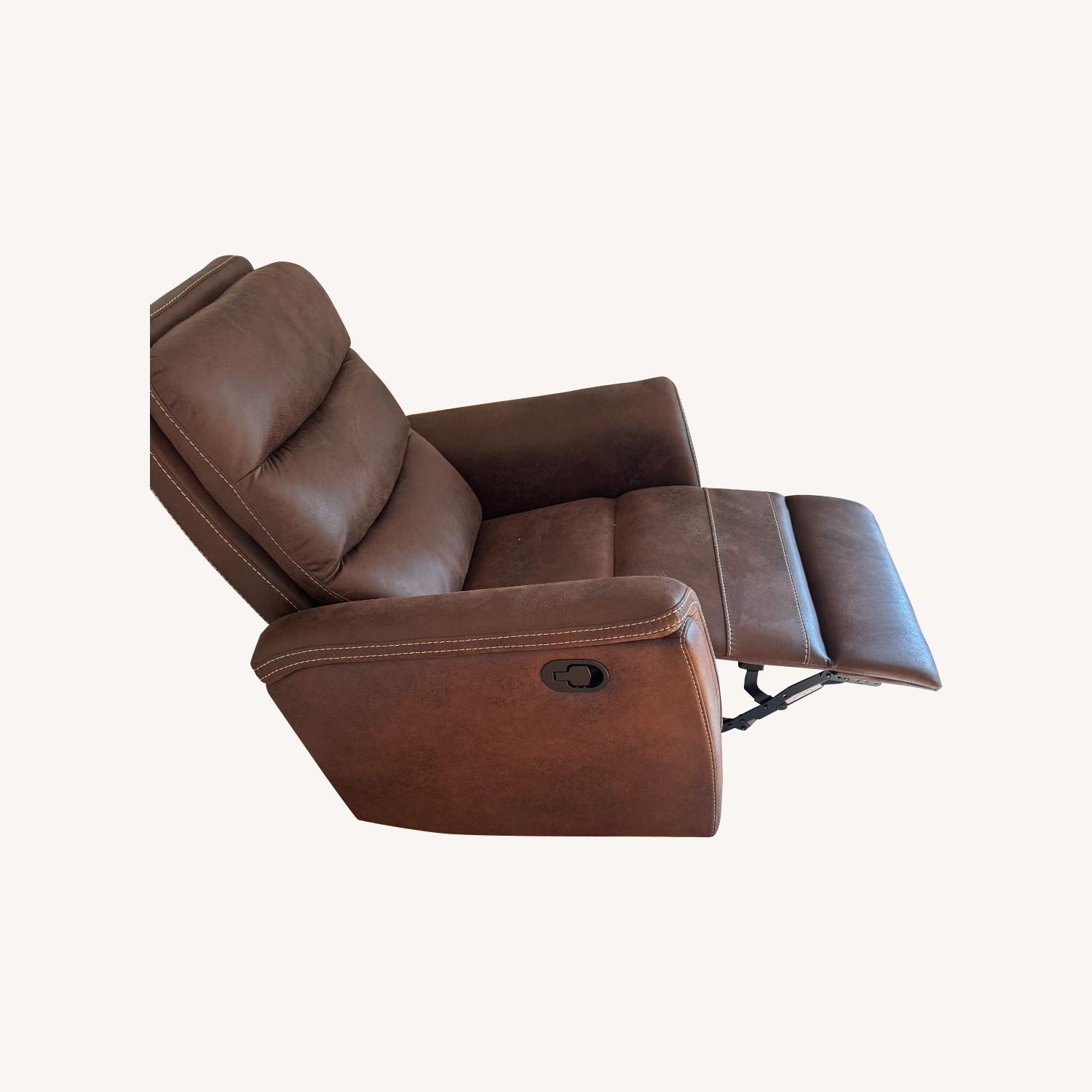 Dark Brown Fabric Recliner - image-0