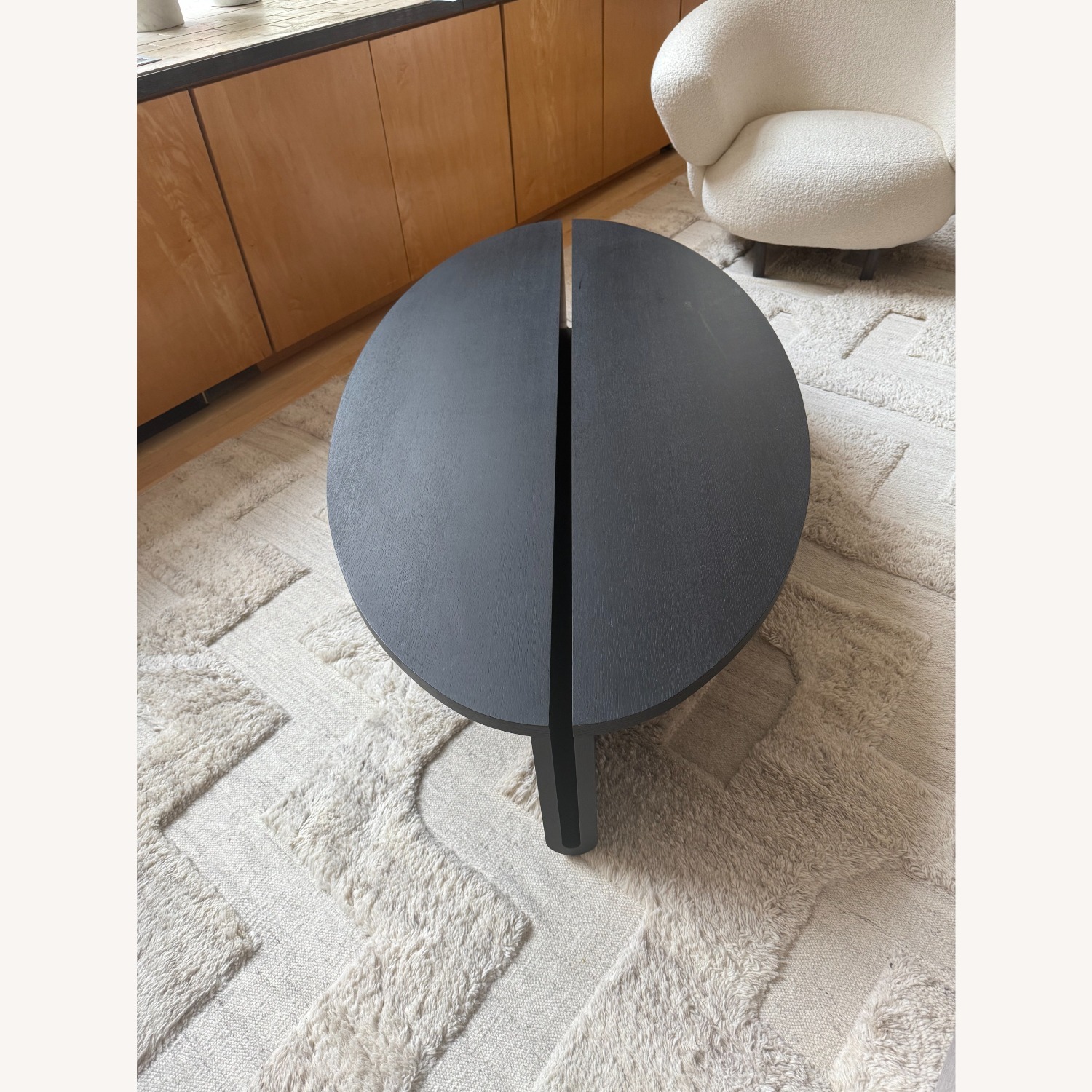 Custom Black Wood Oval Coffee Table - image-3
