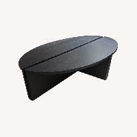 Custom Black Wood Oval Coffee Table