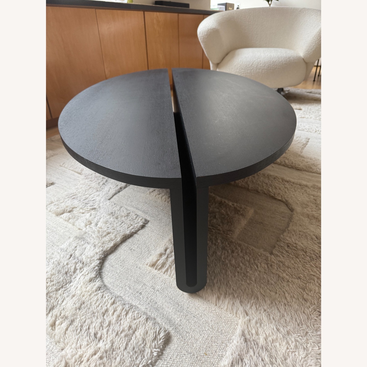 Custom Black Wood Oval Coffee Table - image-2