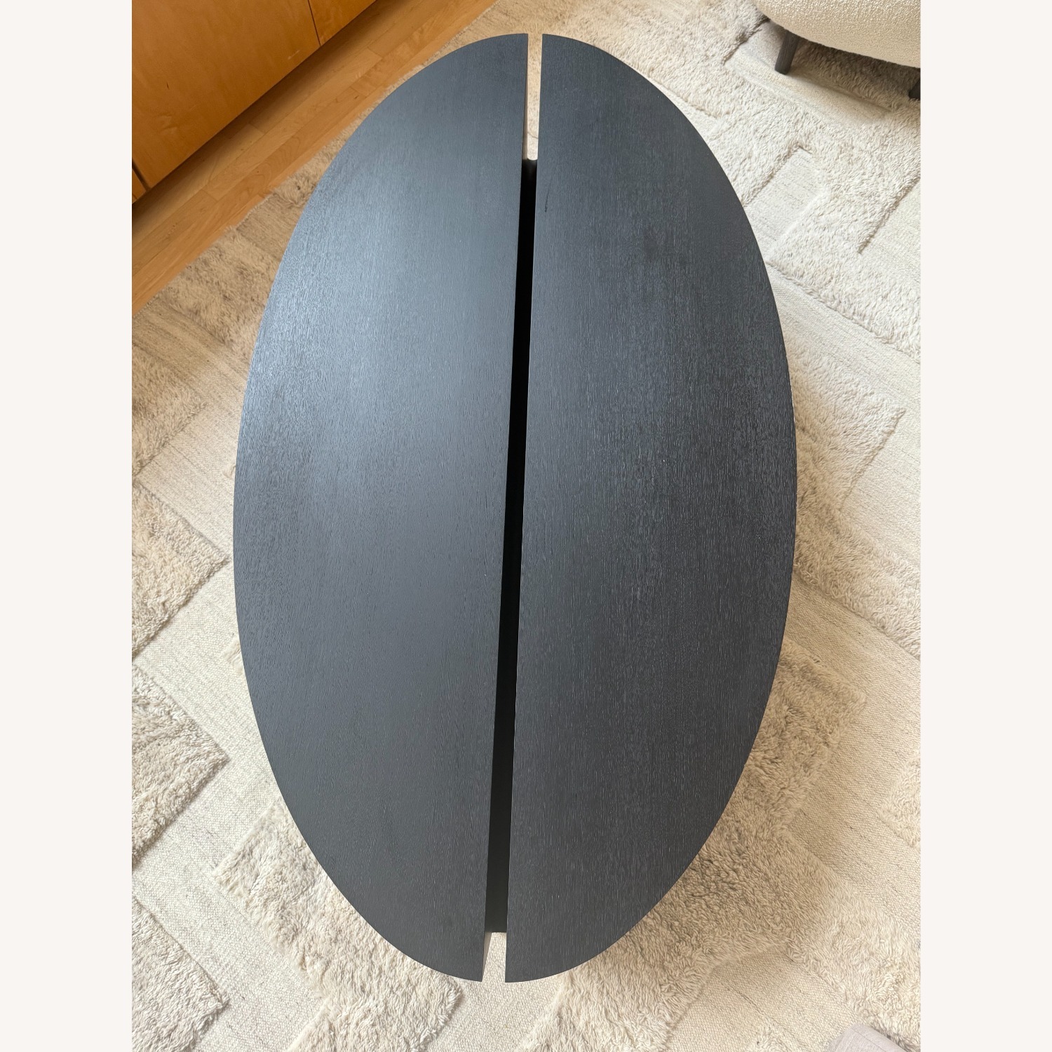 Custom Black Wood Oval Coffee Table - image-4
