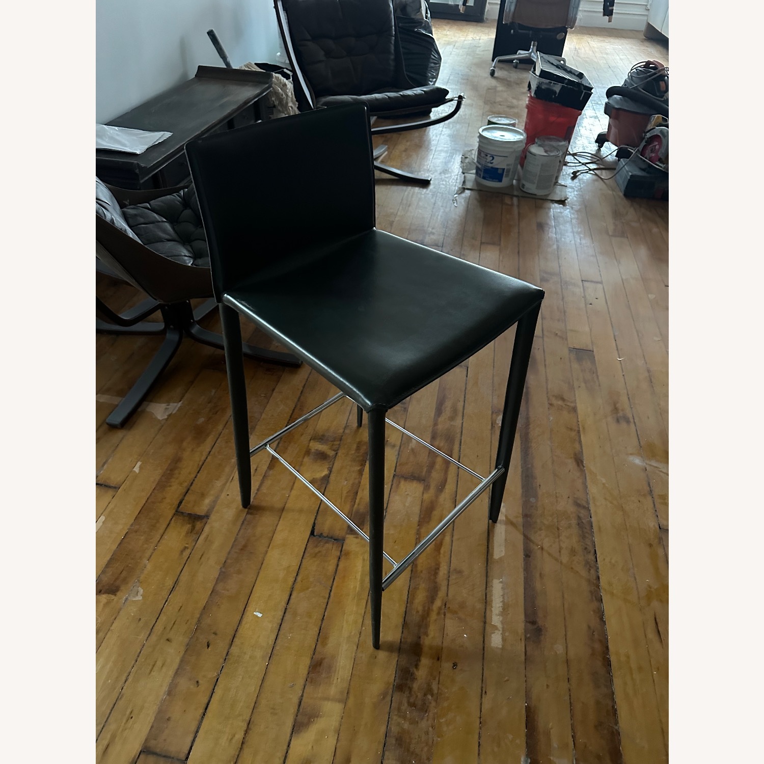 Bonaldo Bartoli Design Dark Gray Leather Stools - image-1