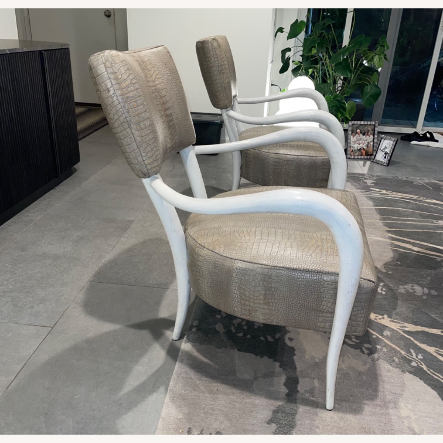 Bernhardt Light Gray Leather Accent Chairs - image-3