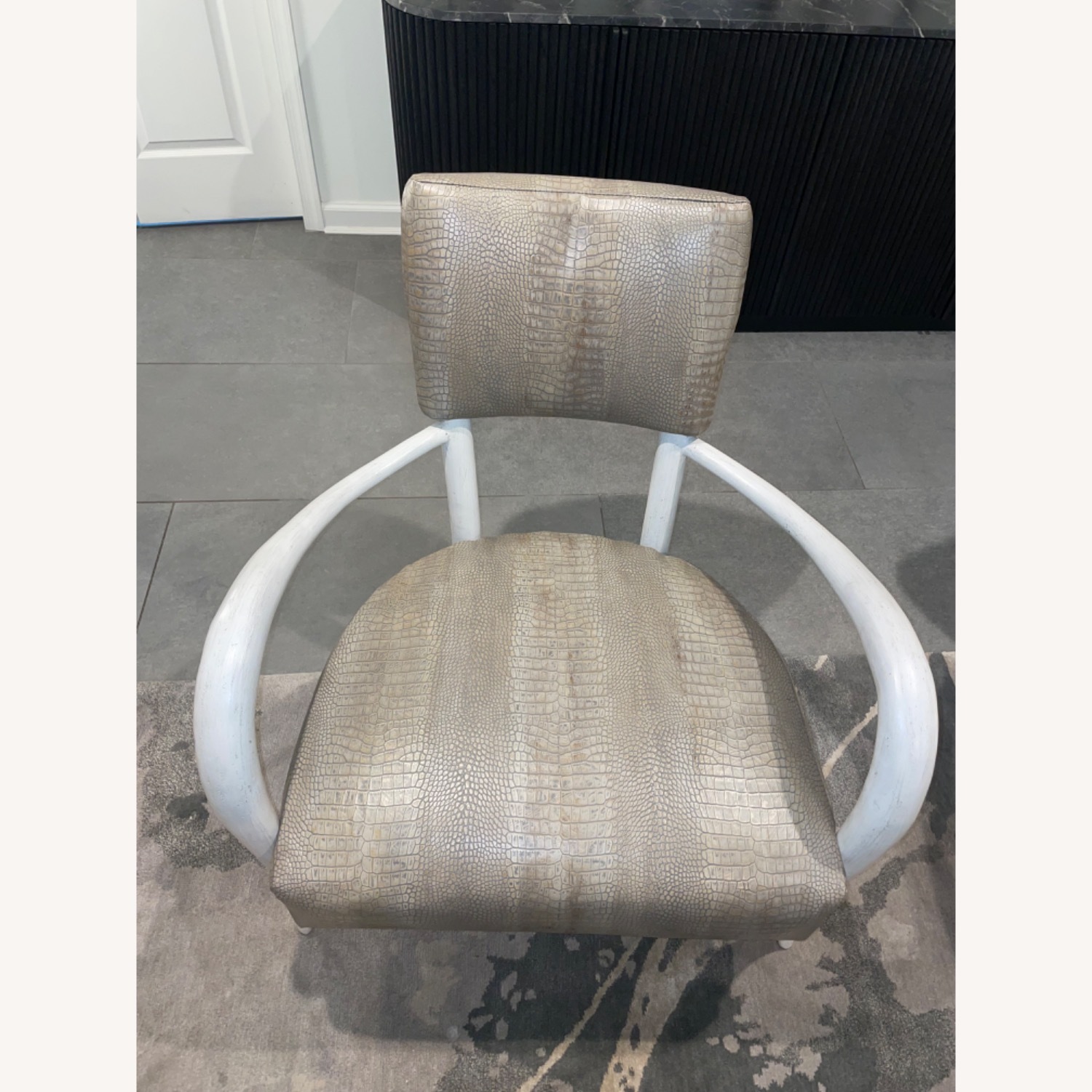 Bernhardt Light Gray Leather Accent Chairs - image-1