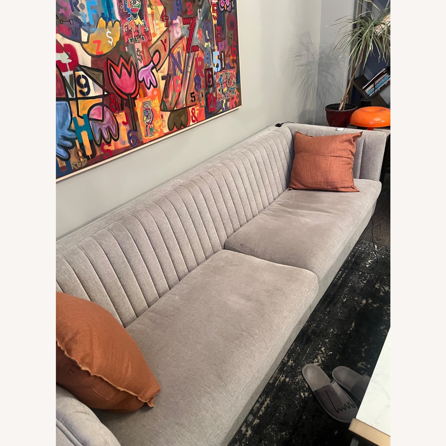 Raymour & Flanigan Caitlin Silver Fabric 3+ Seater Sofa - image-3