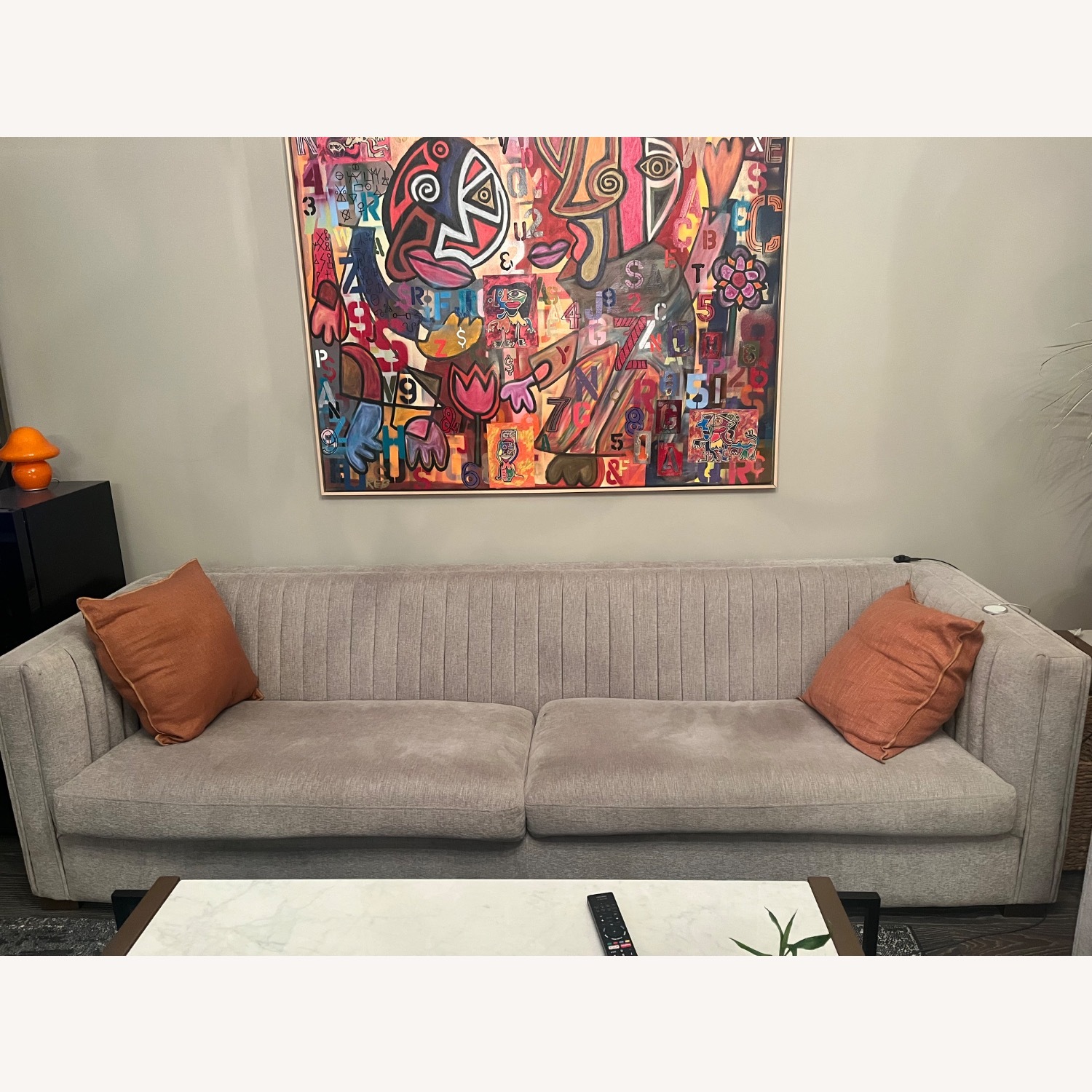 Raymour & Flanigan Caitlin Silver Fabric 3+ Seater Sofa - image-1