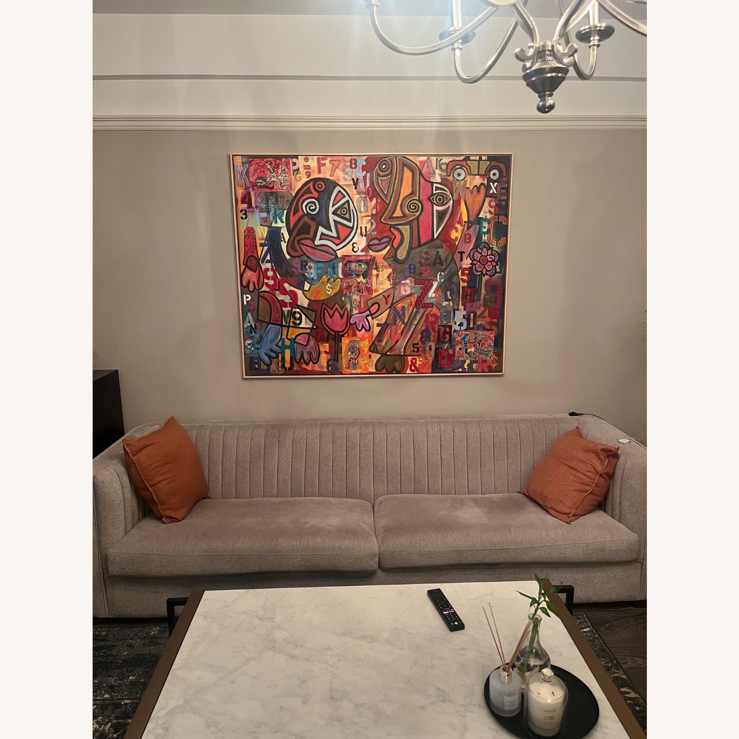 Raymour & Flanigan Caitlin Silver Fabric 3+ Seater Sofa - image-2