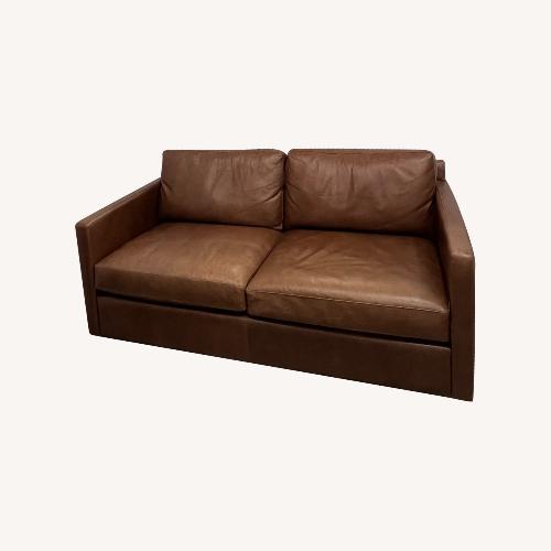 Used Pottery Barn Pacifica Dark Brown Leather Loveseat for sale on AptDeco