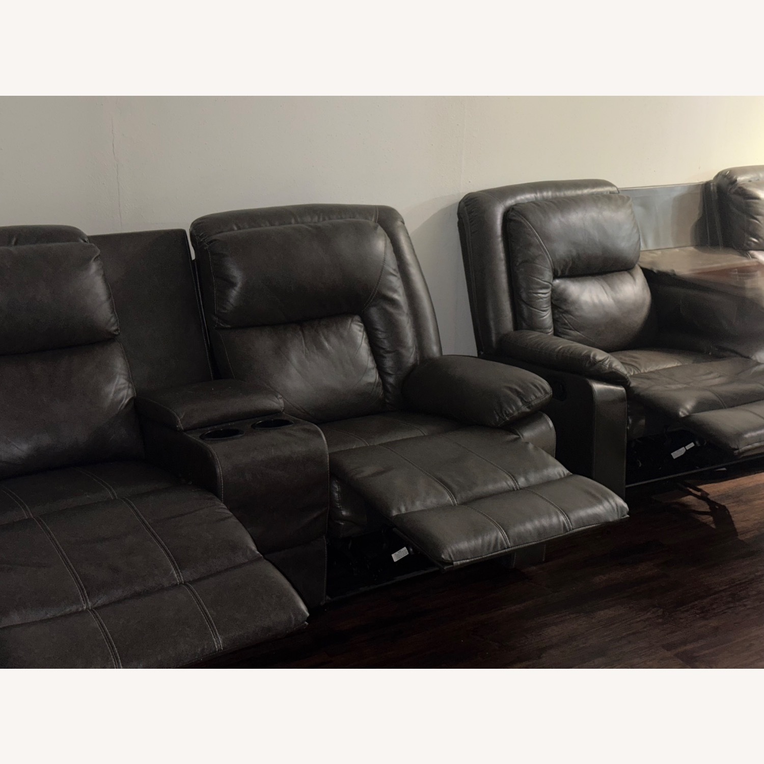 Dark Brown Leather 2 Seater Sofa - image-1