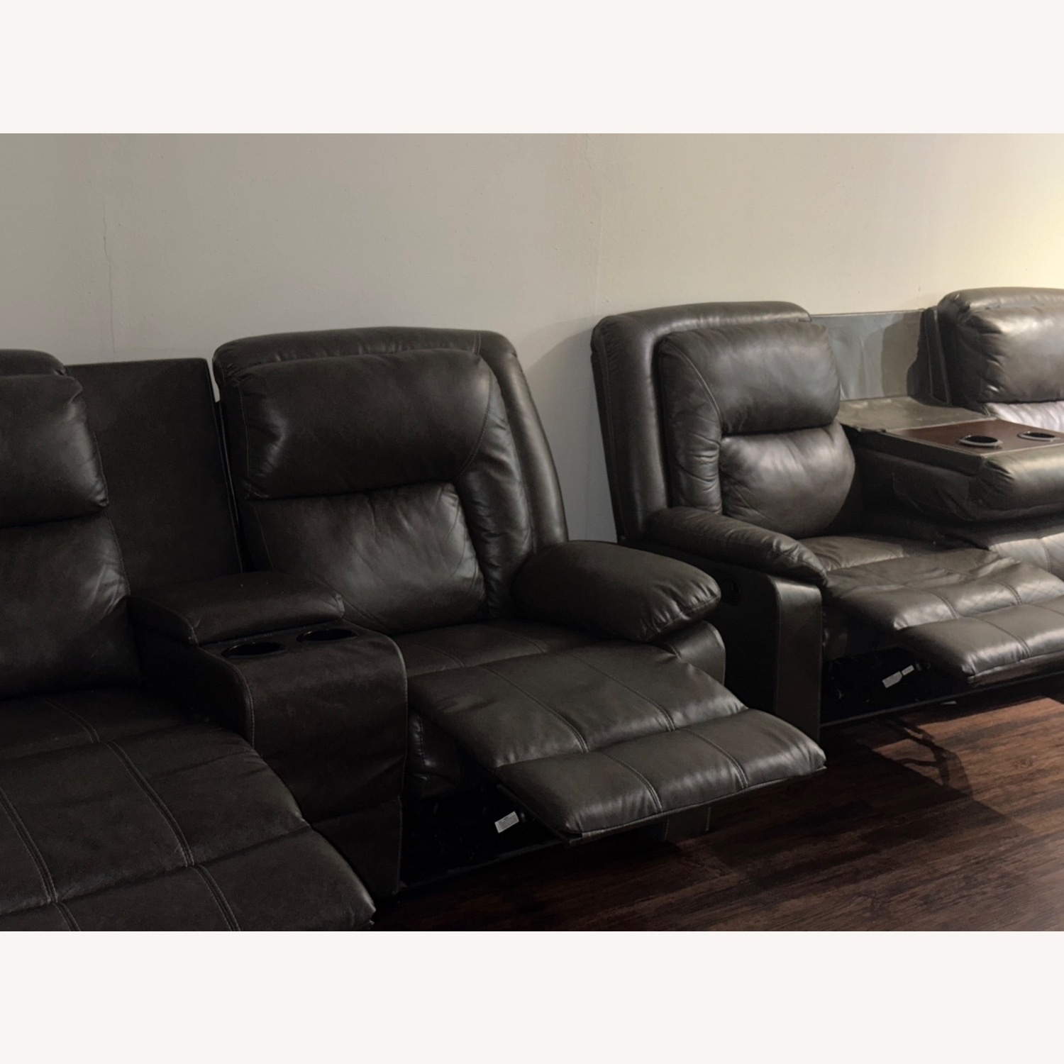 Dark Brown Leather 2 Seater Sofa - image-3