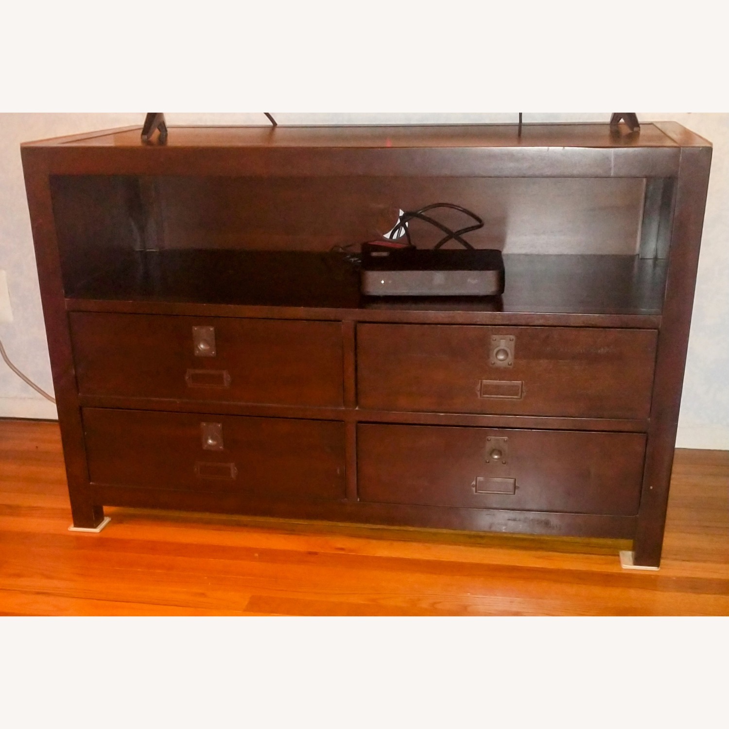 Pottery Barn Rhys Dark Brown Wood Media Storage - image-1