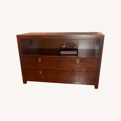 Used Pottery Barn Rhys Dark Brown Wood Media Storage for sale on AptDeco
