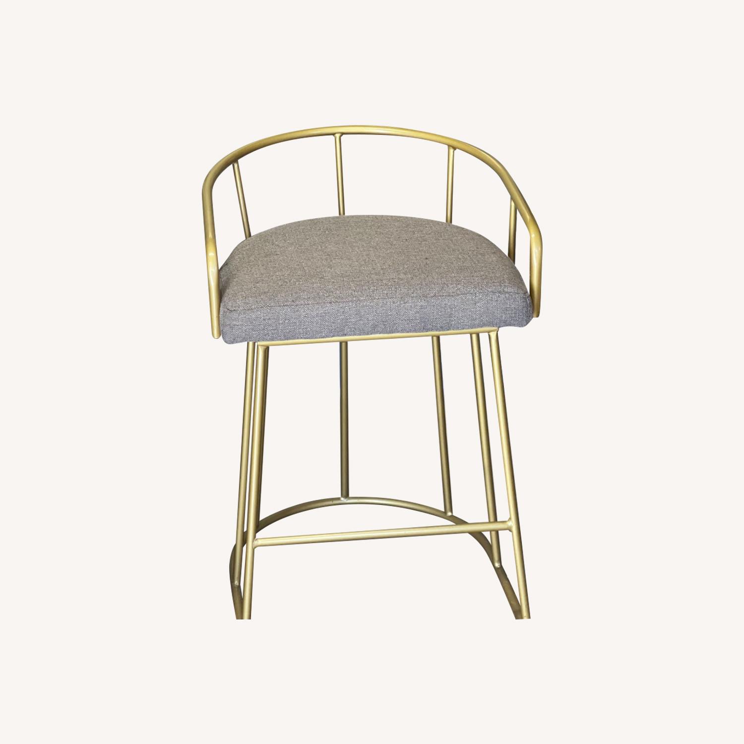 Vintage/Antique Light Gray Fabric Stool - image-0