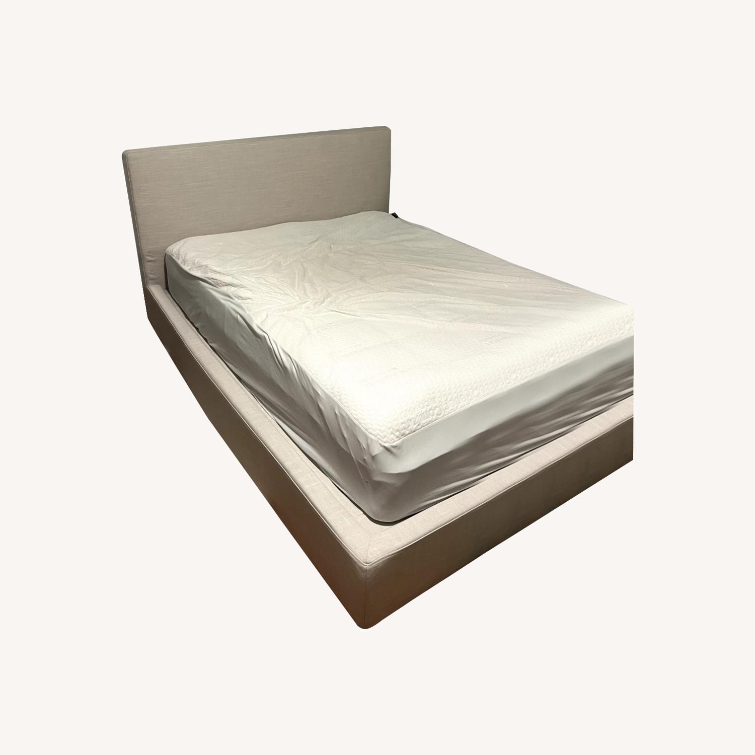 Soft Frame Designs Natural Fabric Queen Bed - image-0