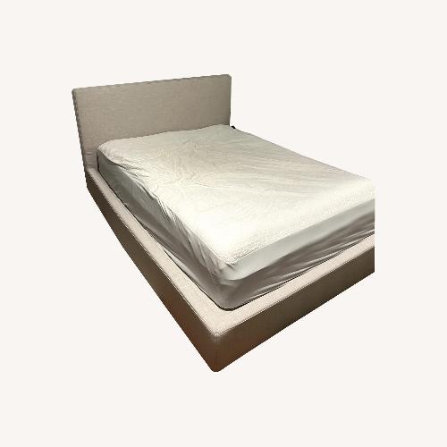 Used Soft Frame Designs Natural Fabric Queen Bed for sale on AptDeco
