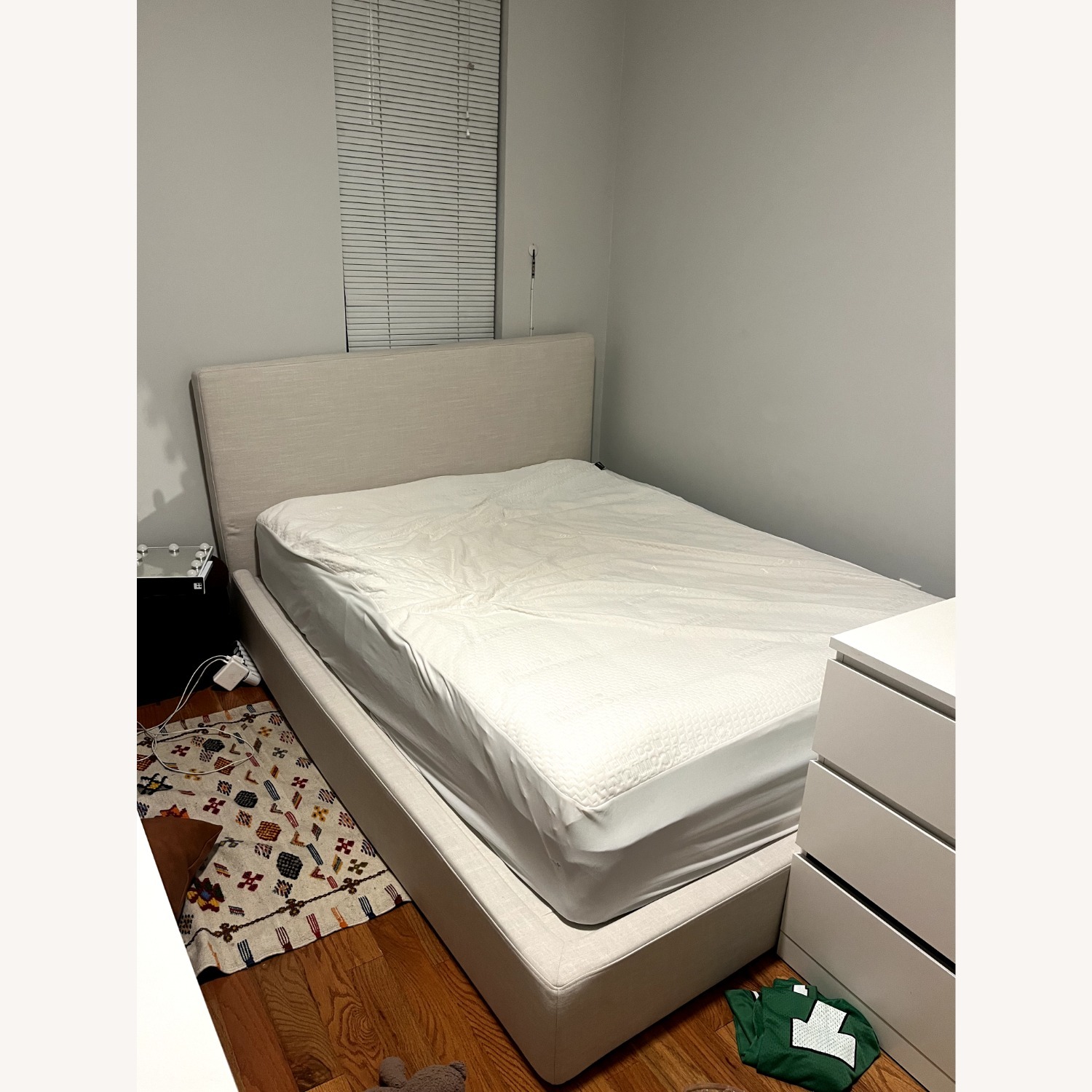 Soft Frame Designs Natural Fabric Queen Bed - image-1