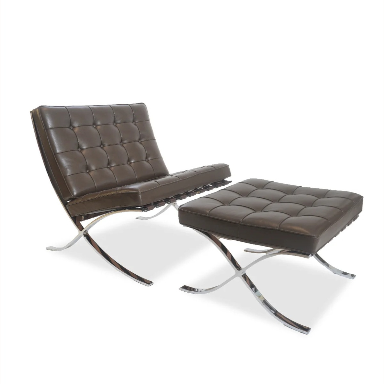 Knoll Barcelona Leather Chair and Ottoman - image-20