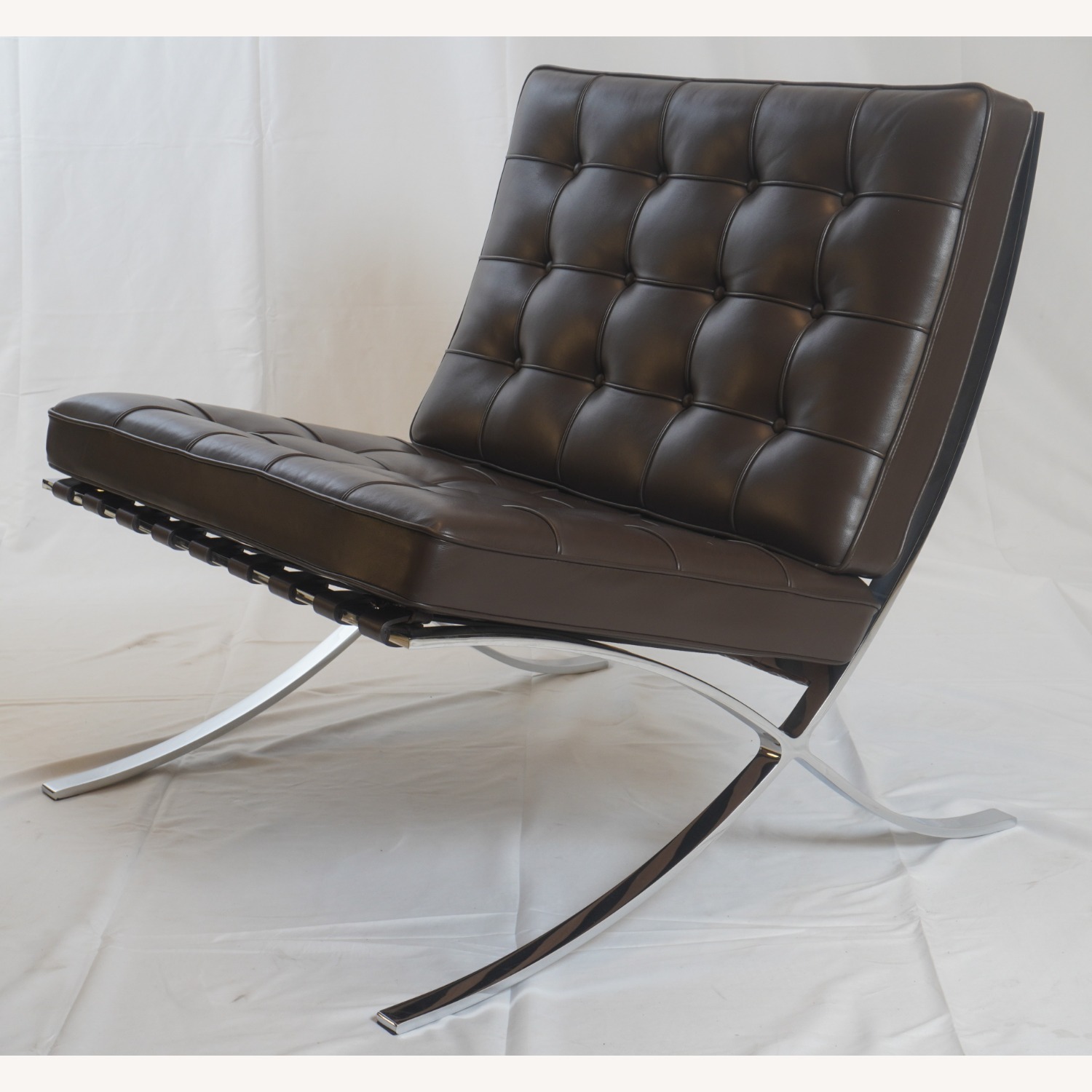 Knoll Barcelona Leather Chair and Ottoman - image-1