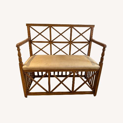 Used Outstanding Wood and Leather Bench With Storage for sale on AptDeco