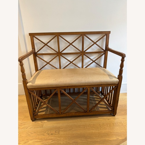 Used Outstanding Wood and Leather Bench With Storage for sale on AptDeco