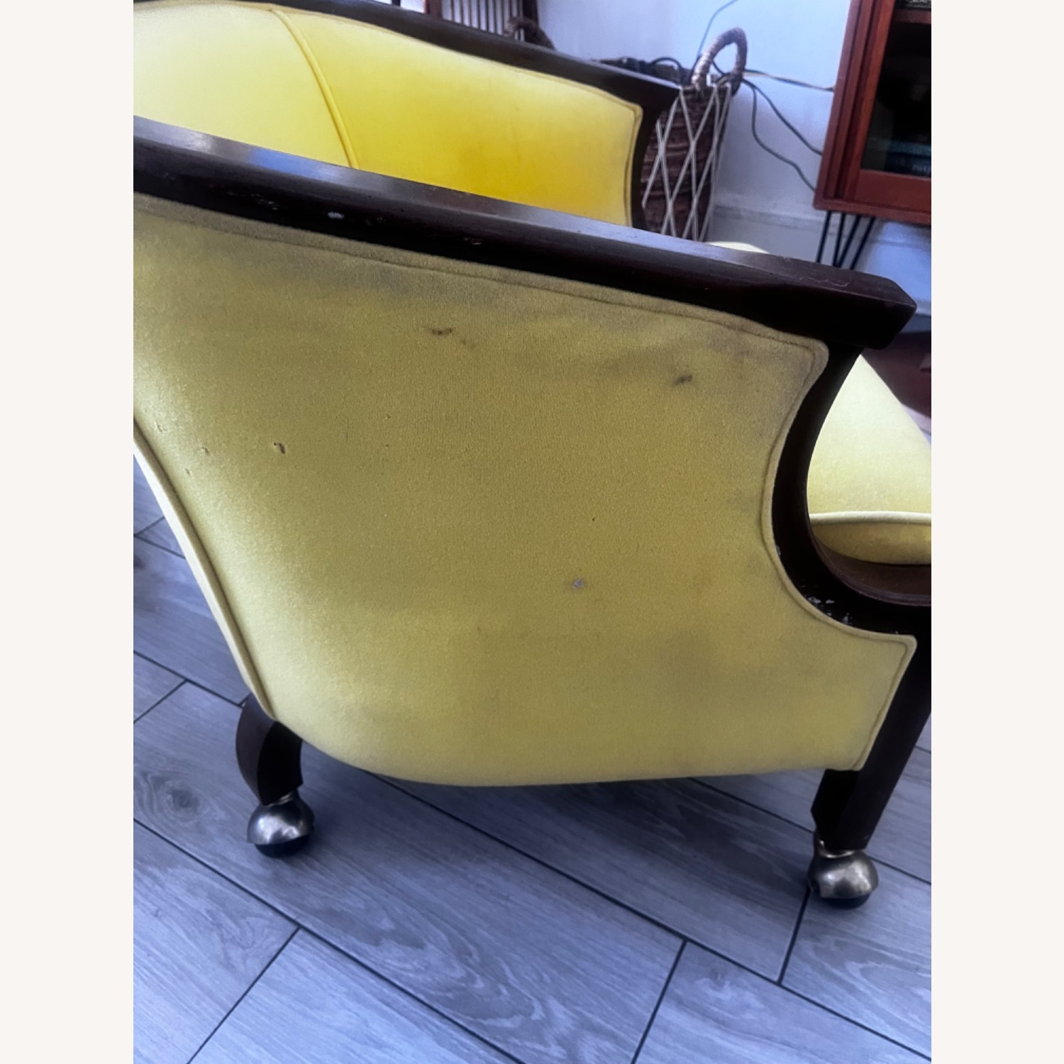 Yellow Vintage Club Chairs on Wheels - image-1