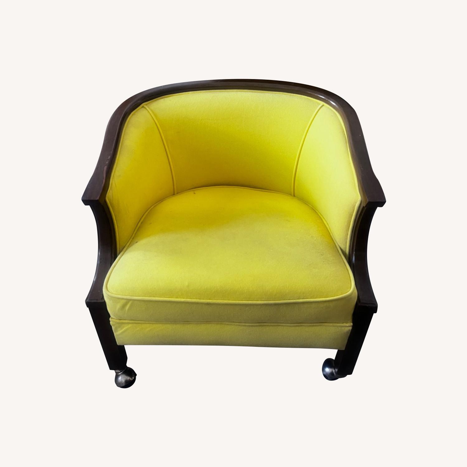 Yellow Vintage Club Chairs on Wheels - image-6