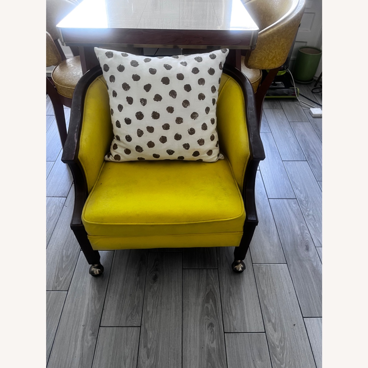Yellow Vintage Club Chairs on Wheels - image-3