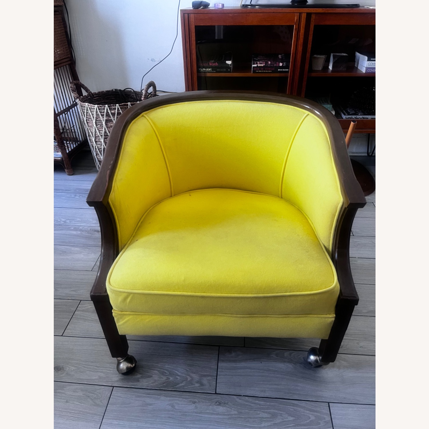 Yellow Vintage Club Chairs on Wheels - image-2