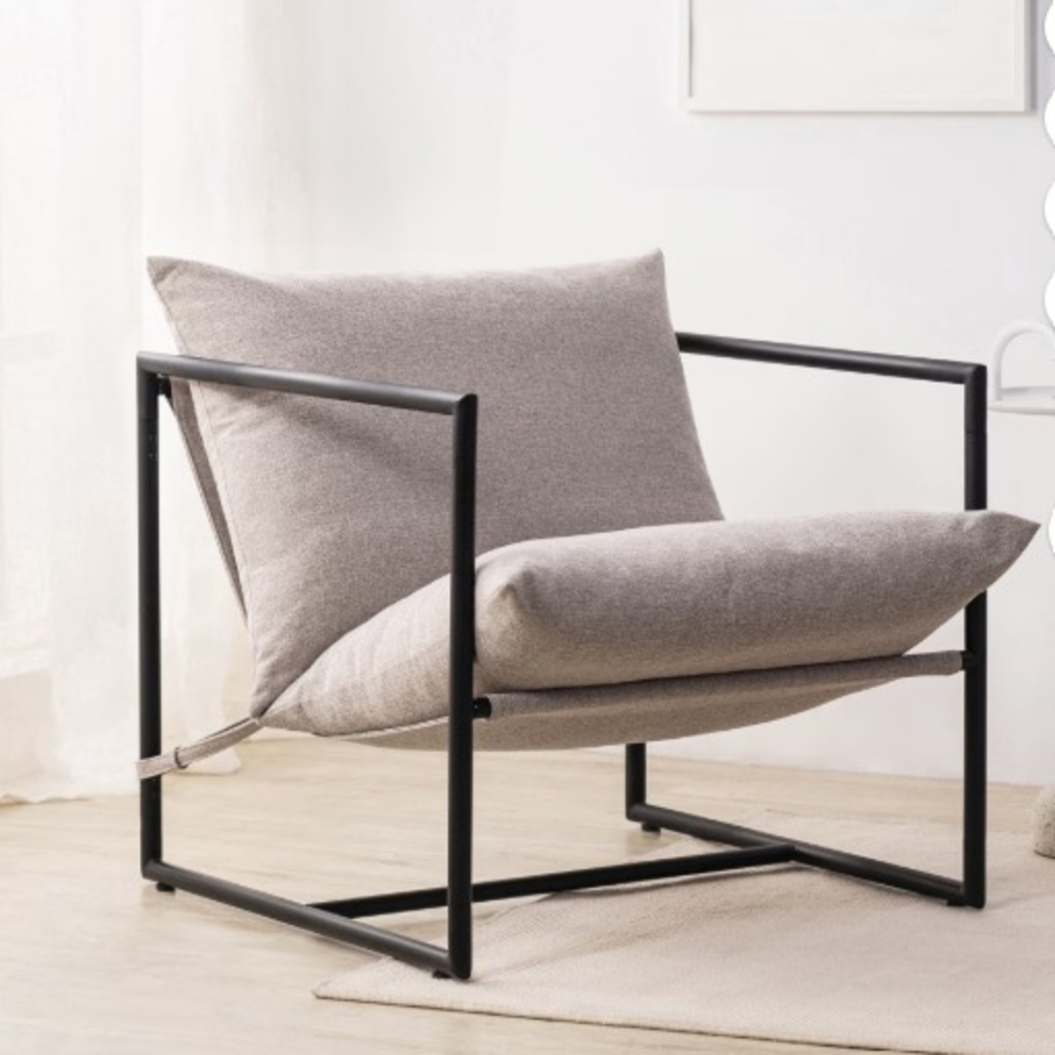 Metal Framed Indoor Sling Accent Chair - image-1