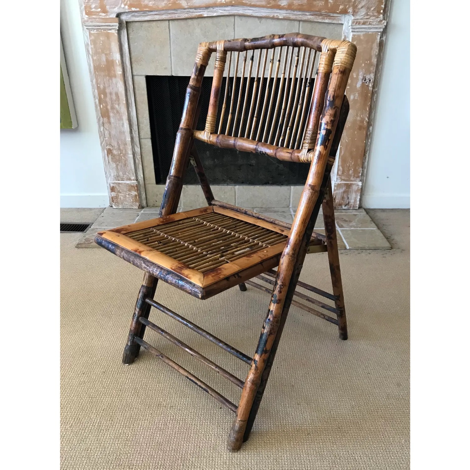 Vintage Bamboo Folding Chairs Set of 3 - image-9