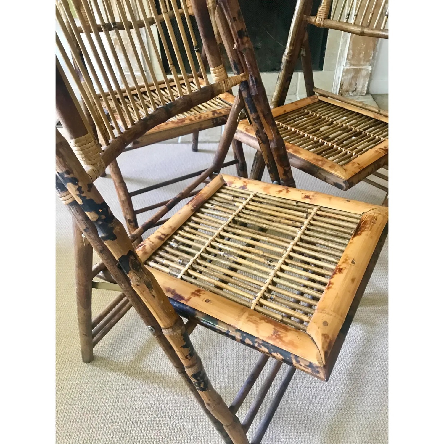 Vintage Bamboo Folding Chairs Set of 3 - image-6