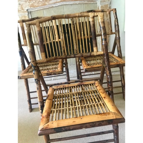 Used Vintage Bamboo Folding Chairs Set of 3 for sale on AptDeco