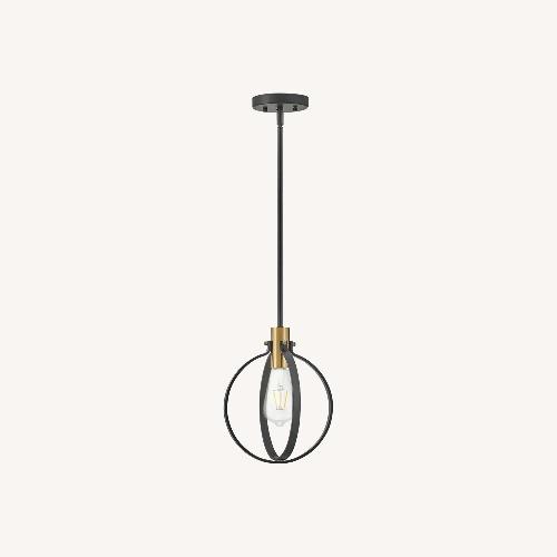 Used Modern Cirque Small Pendant Light in Black & Brass for sale on AptDeco