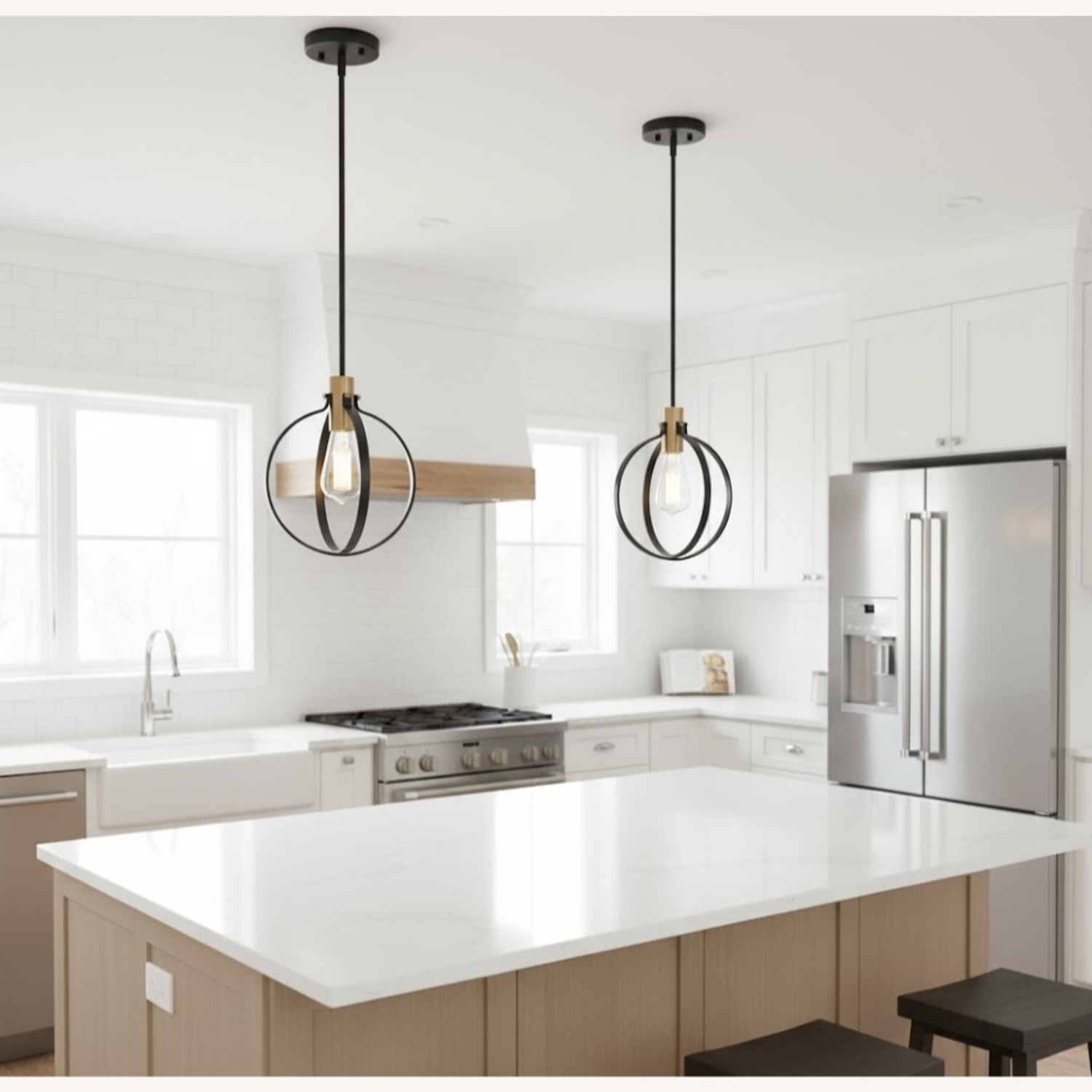 Modern Cirque Small Pendant Light in Black & Brass - image-2