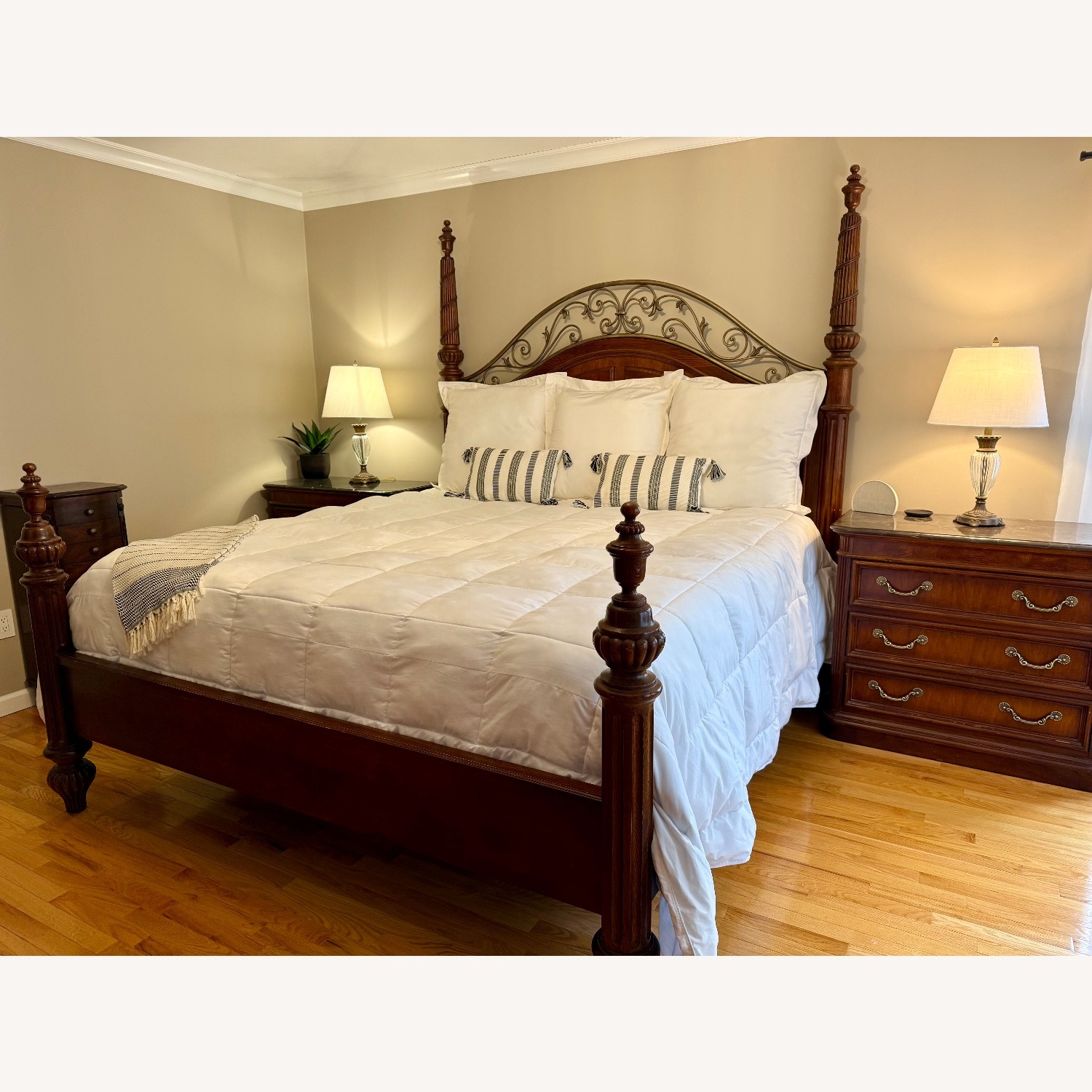 Stanley Furniture Dark Brown Wood King Bed - image-1