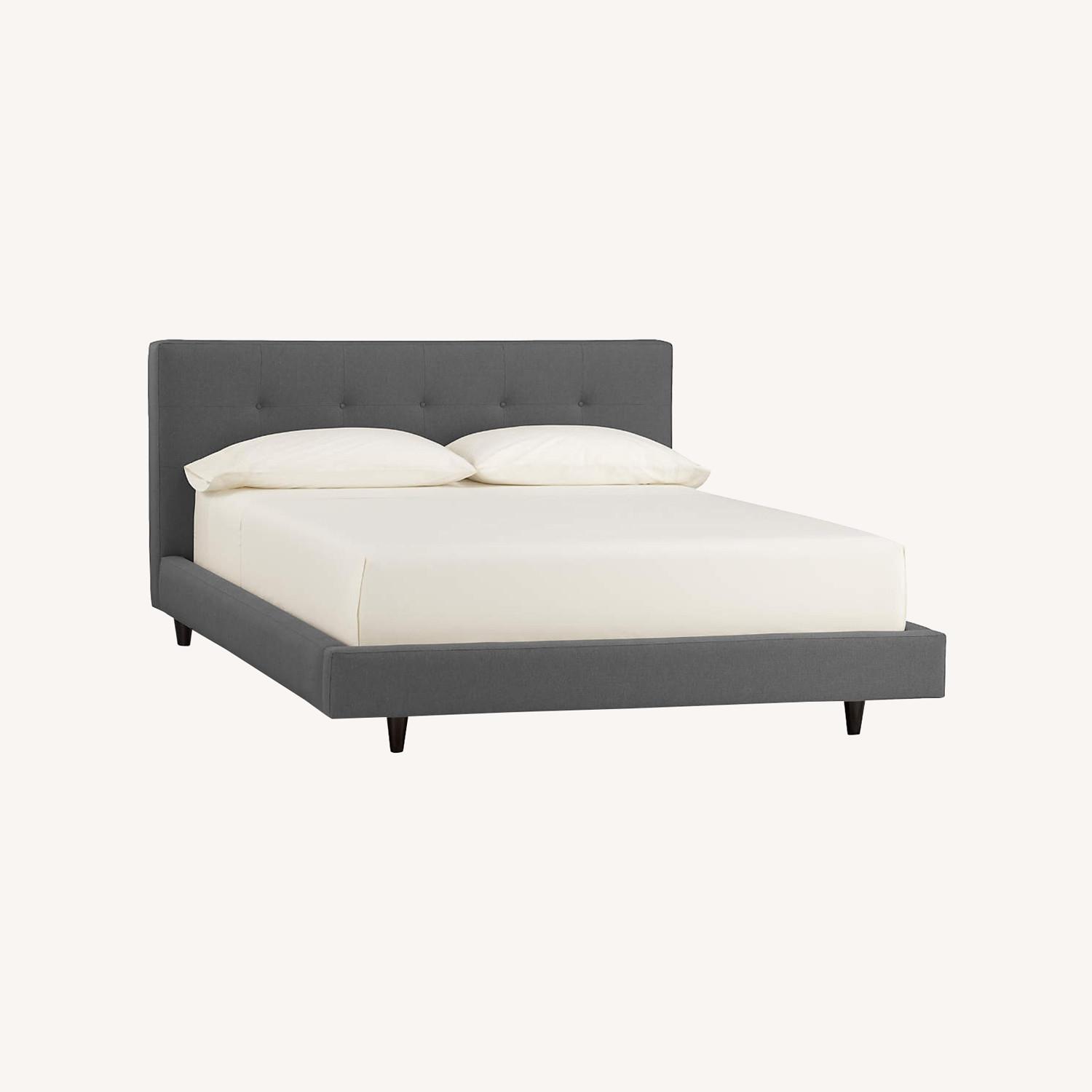 Crate & Barrel Tate Dark Gray Fabric Queen Bed - image-0