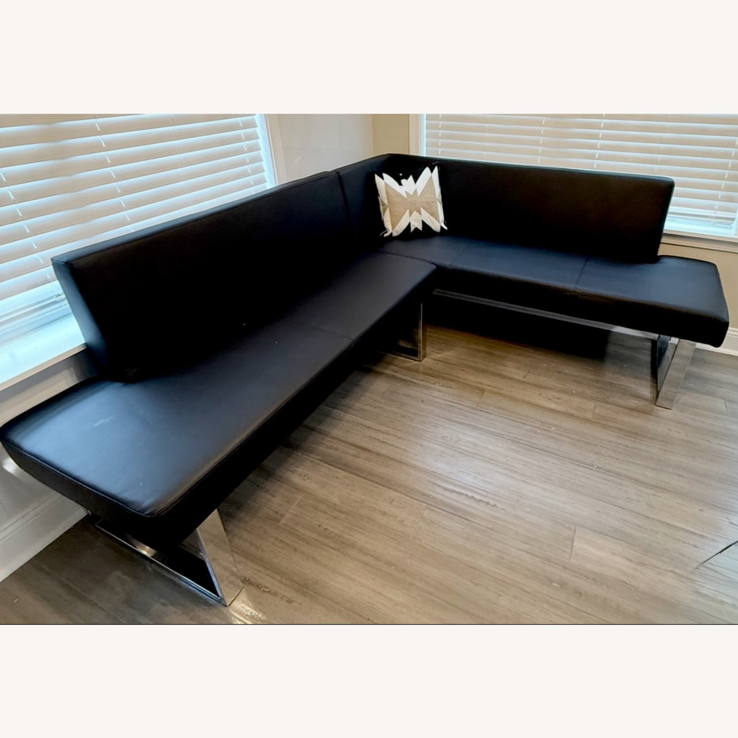 Amazon L-Shaped Dining Bench - Black and Chrome - image-1