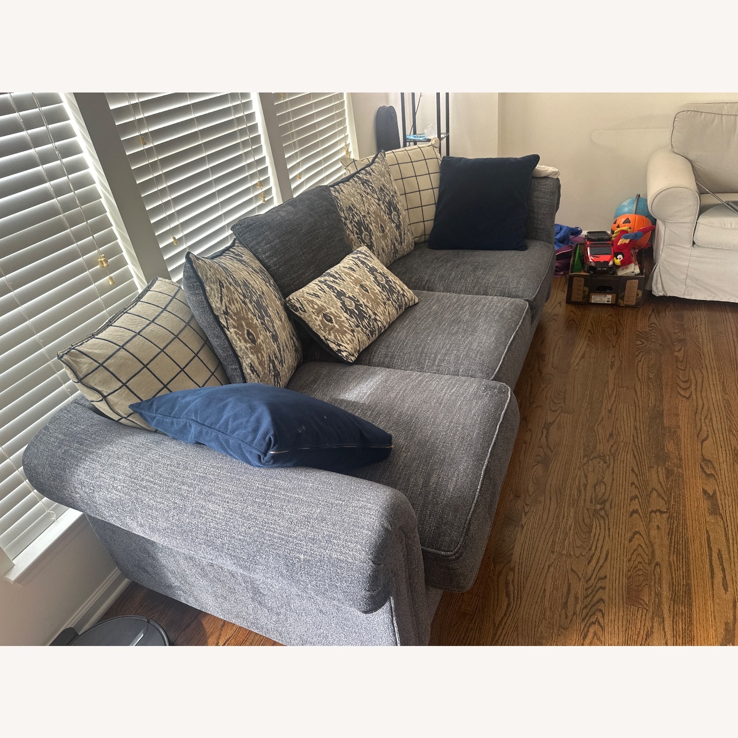 Rooms To Go Navy Blue Fabric 3+ Seater Sofa - image-1