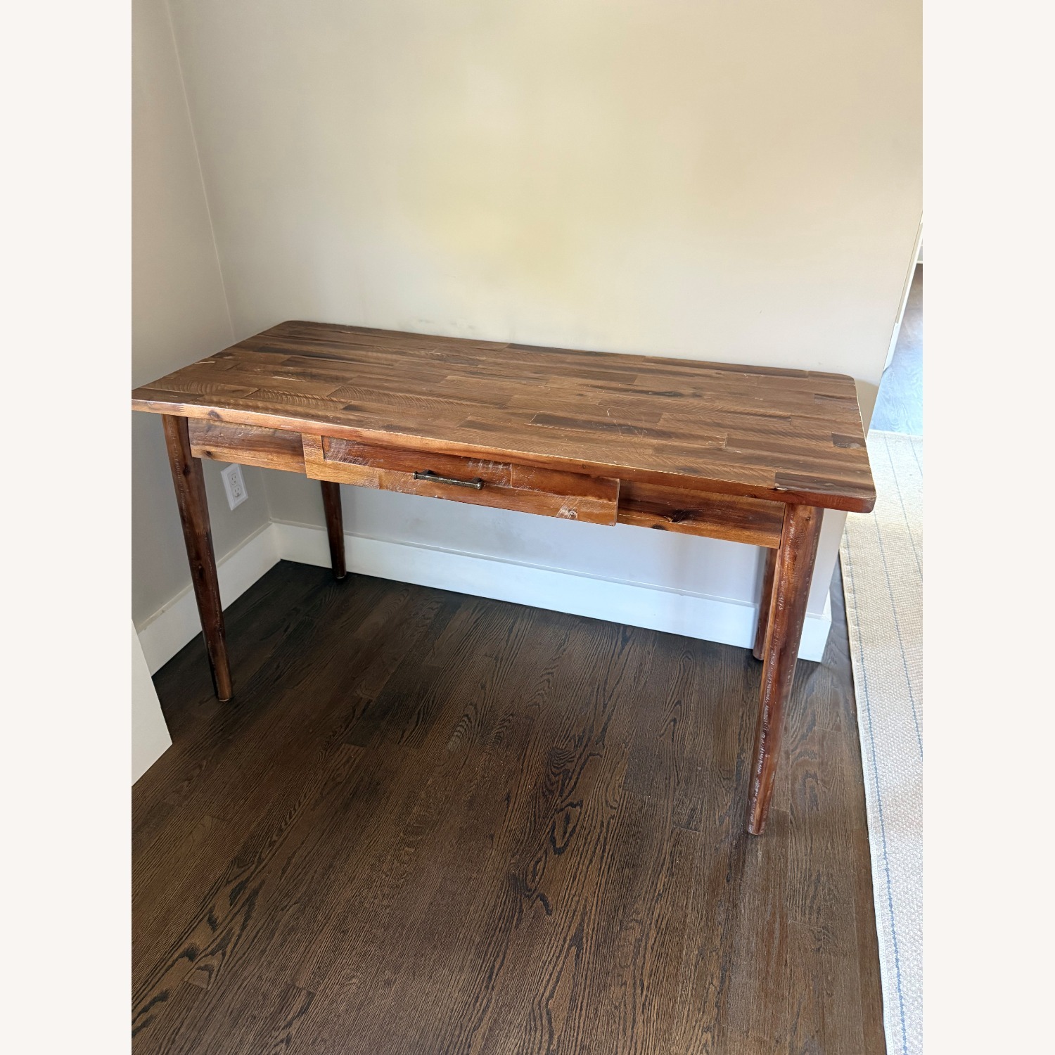 Distressed Dark Brown Wood Desk - image-3