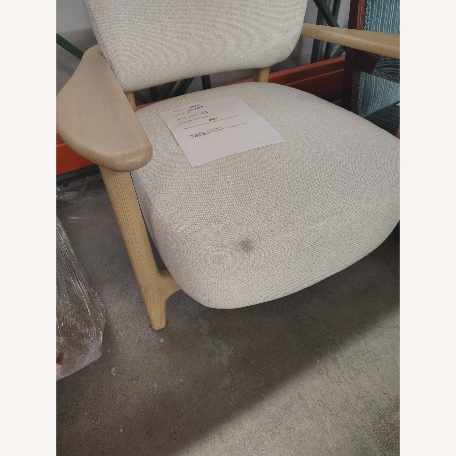 West Elm Natural Fabric Armchair - image-7