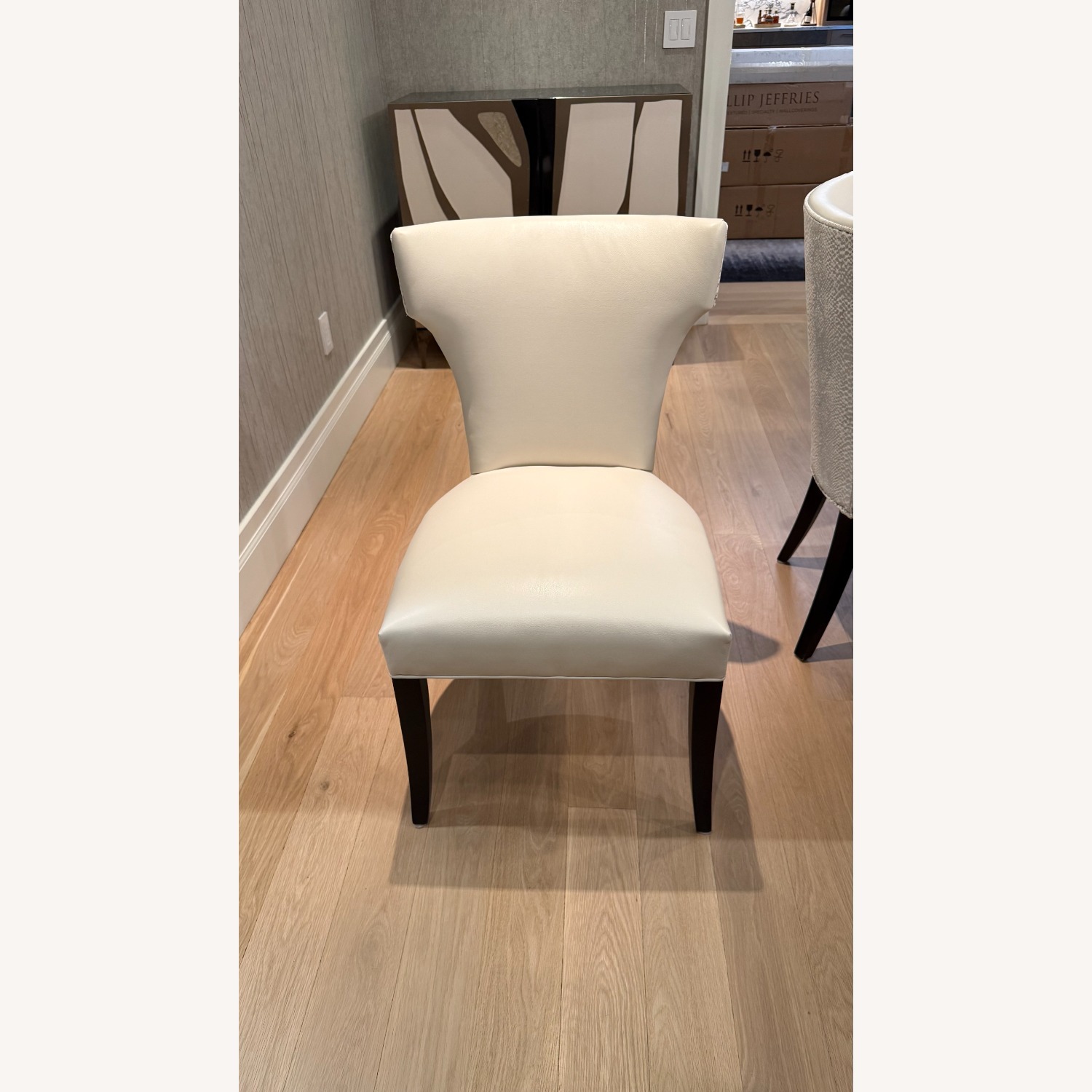 Crate & Barrel Sasha Natural Vinyl Dining Chairs - image-5