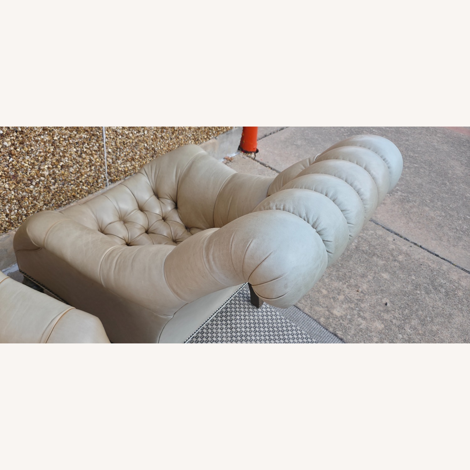 Vintage/Antique Light Gray Leather Accent Chairs - image-1