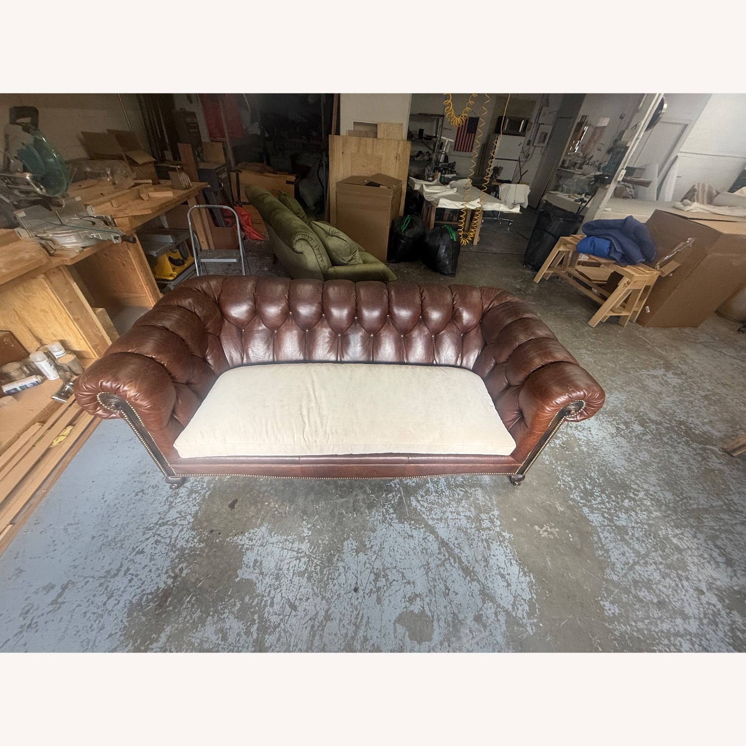 Vintage/Antique Dark Brown Leather 3+ Seater Sofa - image-3