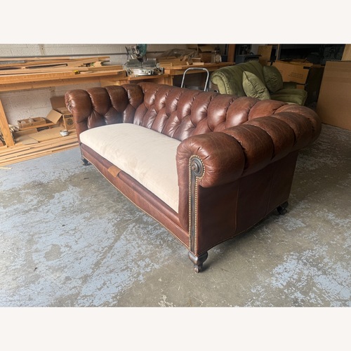Used Vintage/Antique Dark Brown Leather 3+ Seater Sofa for sale on AptDeco